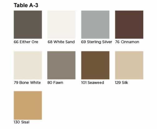 Johnsonite Wall Base Color Chart